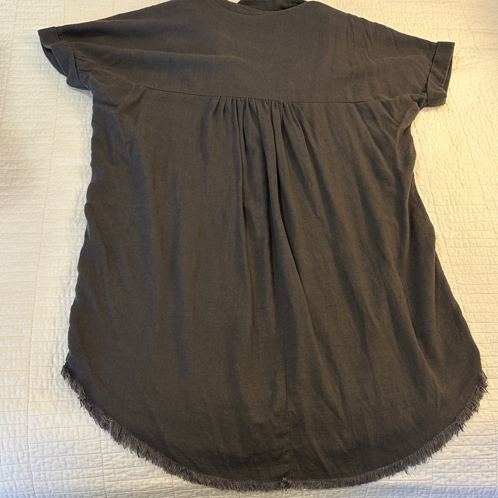 Gray Medium Tunic High Low Hem Long Top V Neck Dolman - Picture 6 of 6